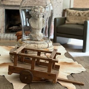 Hand Crafted Rustic Wooden Decorative Cart - Brown